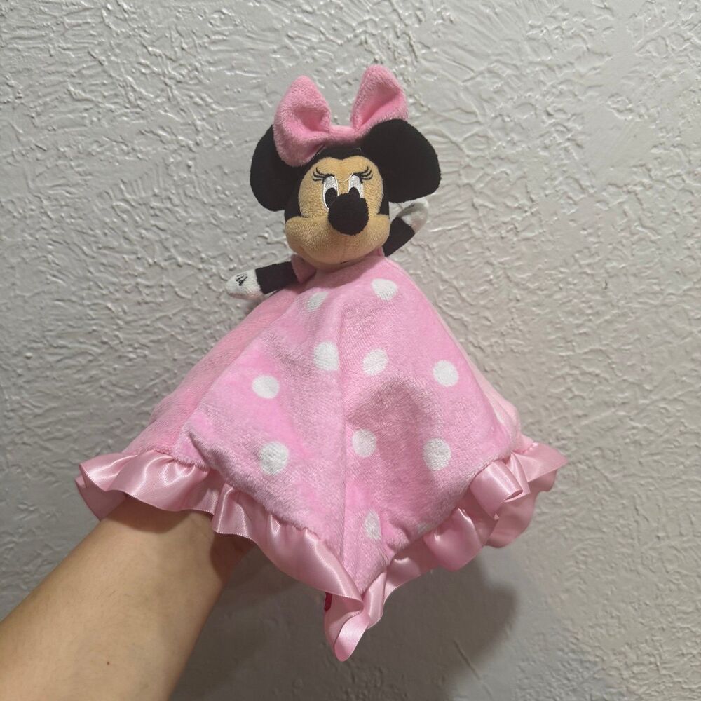 Disney Baby Minnie Mouse Lovie Security Plush Blanket Lovey Satin Edge